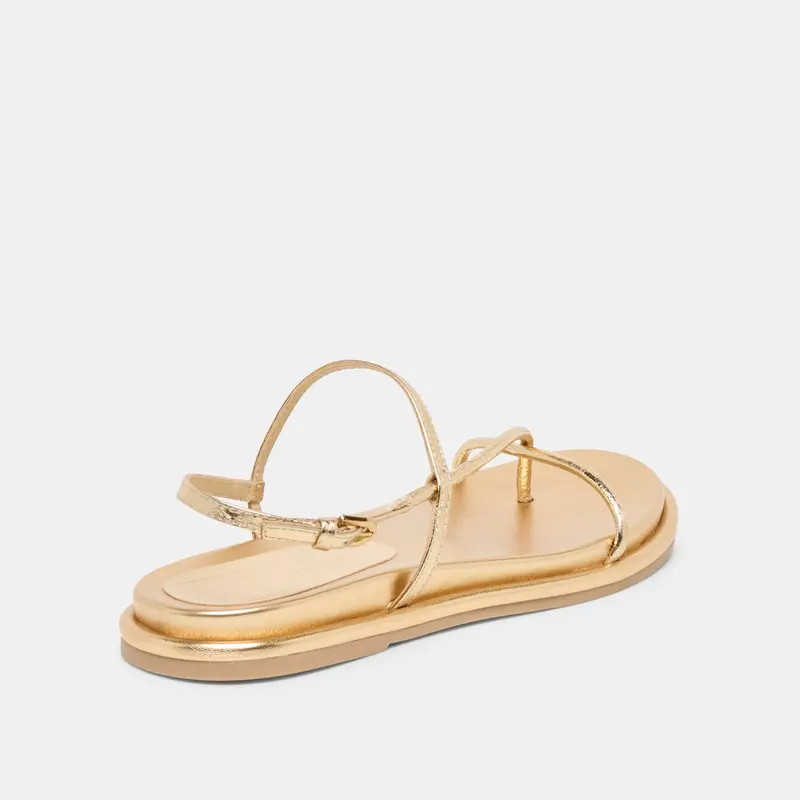 Dom Sandals Gold Distressed Leather 5