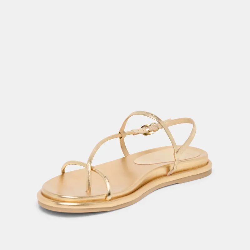 Dom Sandals Gold Distressed Leather 6