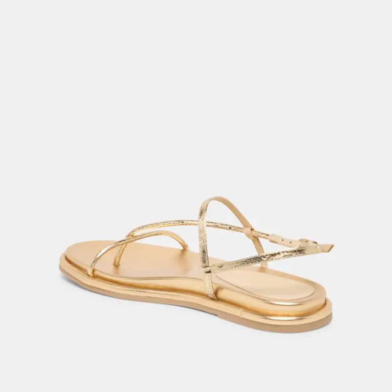 Dom Sandals Gold Distressed Leather 7