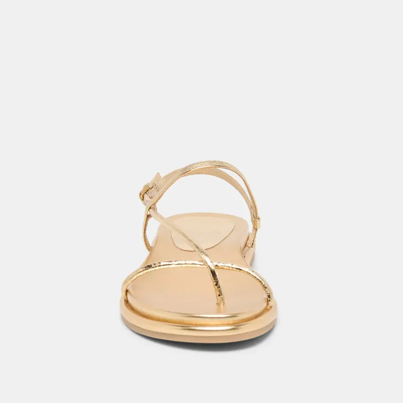 Dom Sandals Gold Distressed Leather 8