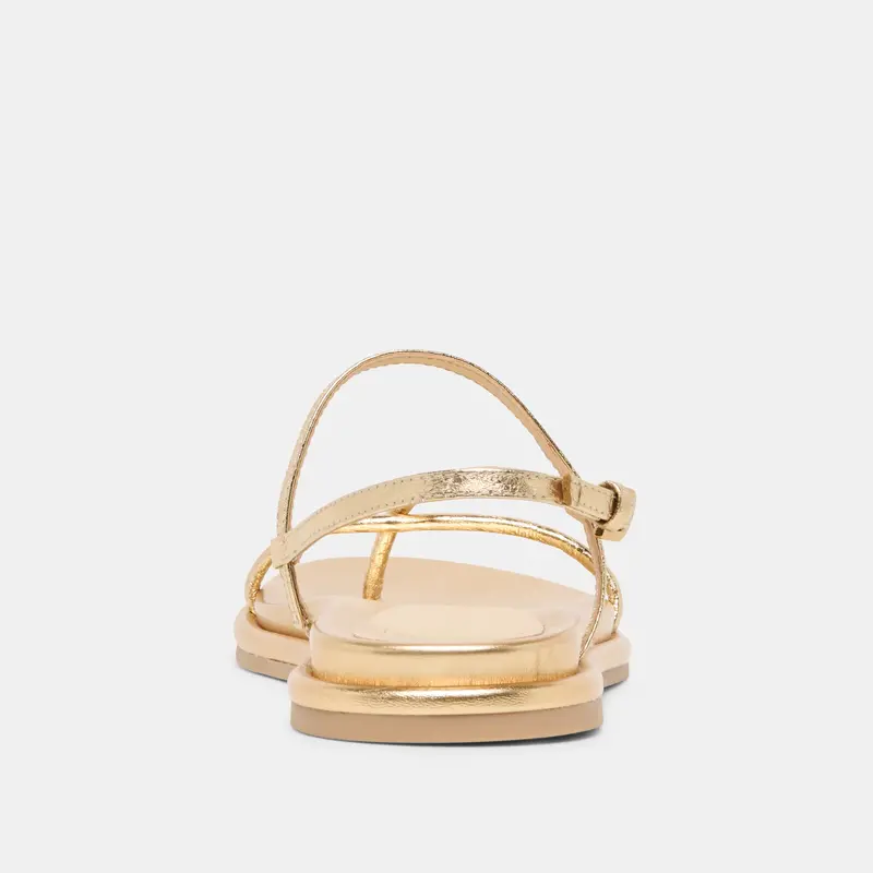 Dom Sandals Gold Distressed Leather 9