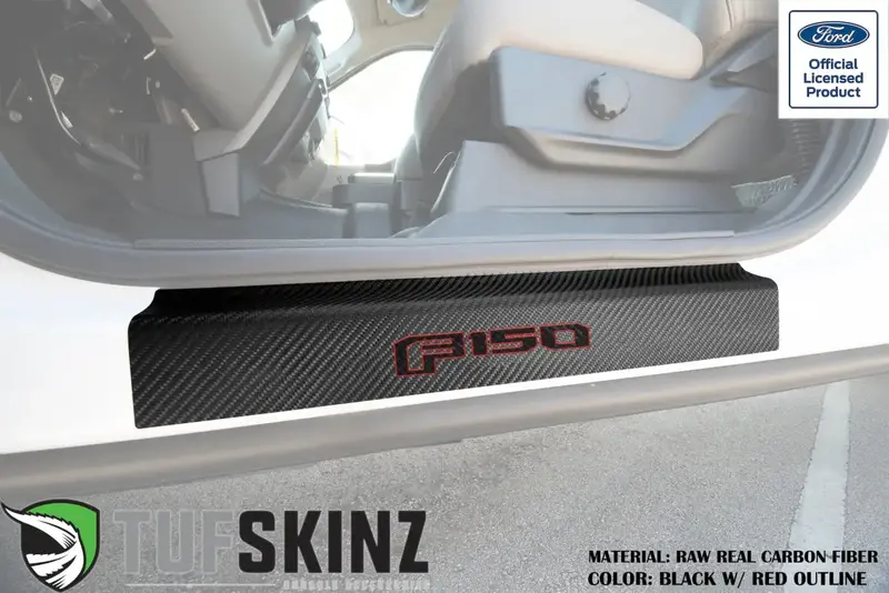 Door Sill Protection Overlays (Real Carbon Fiber) Fits 2015-2020 Ford F-150 1