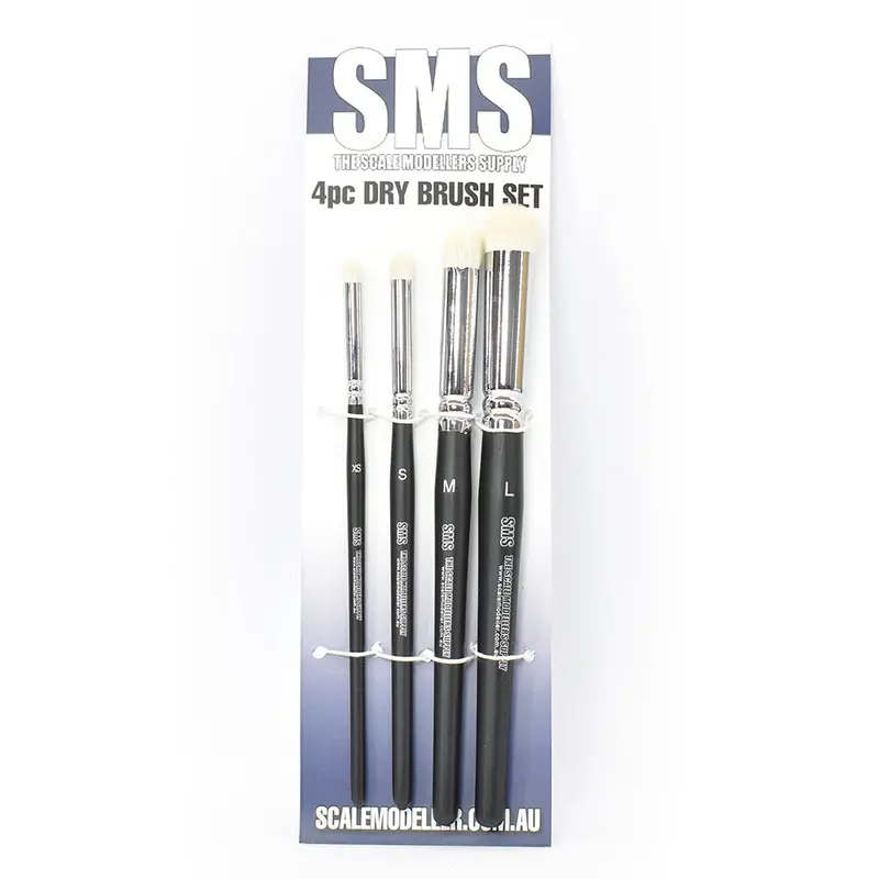 Dry Paint Brush Set (4-Pack) -- Various Thicknesses -- Sms Paints 1