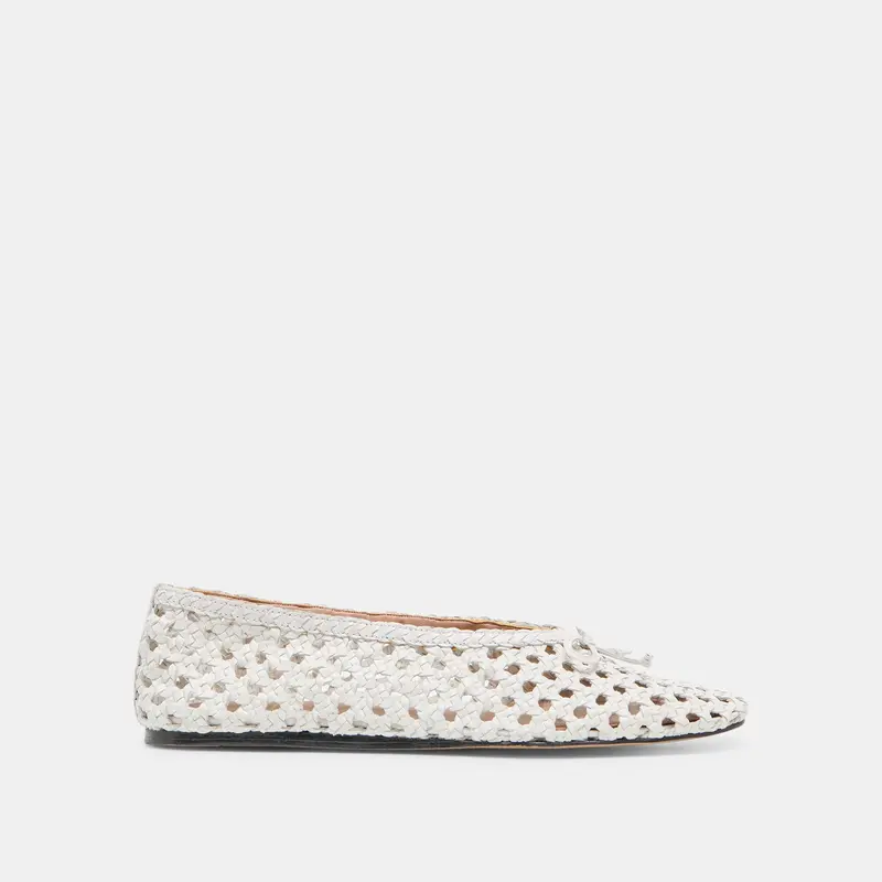 Edda Ballet Flats Bone Woven Leather 1