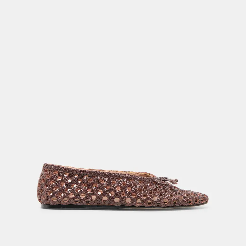 Edda Ballet Flats Brown Woven Leather 1