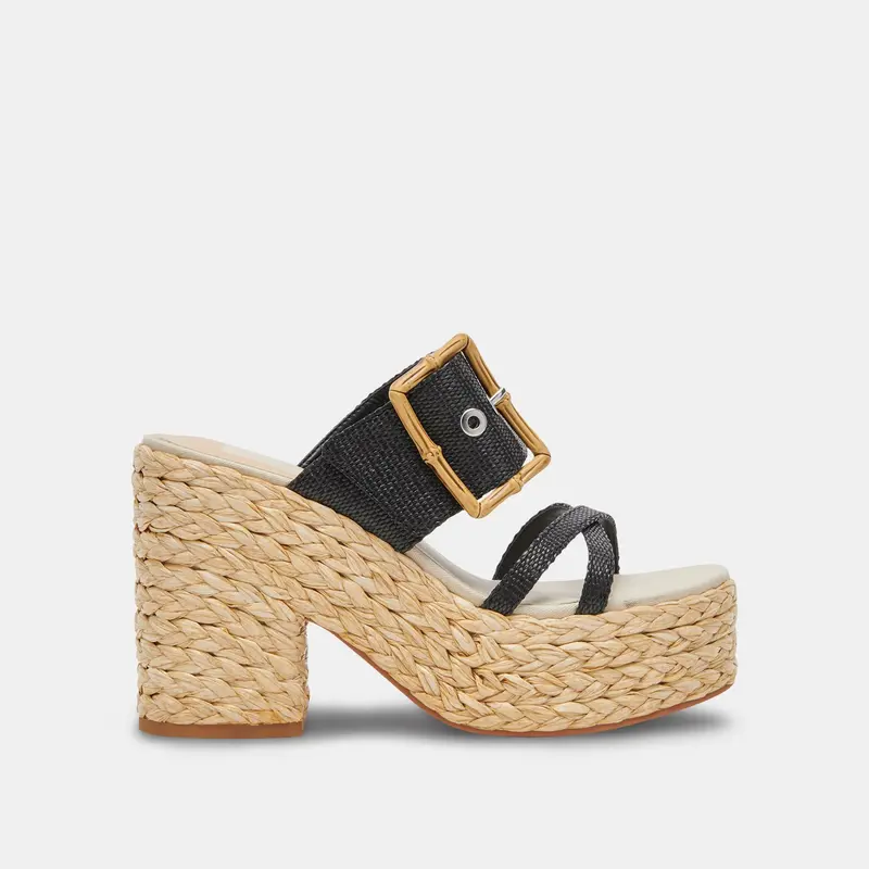 Edwina Heels Onyx Raffia - Re:Vita 1