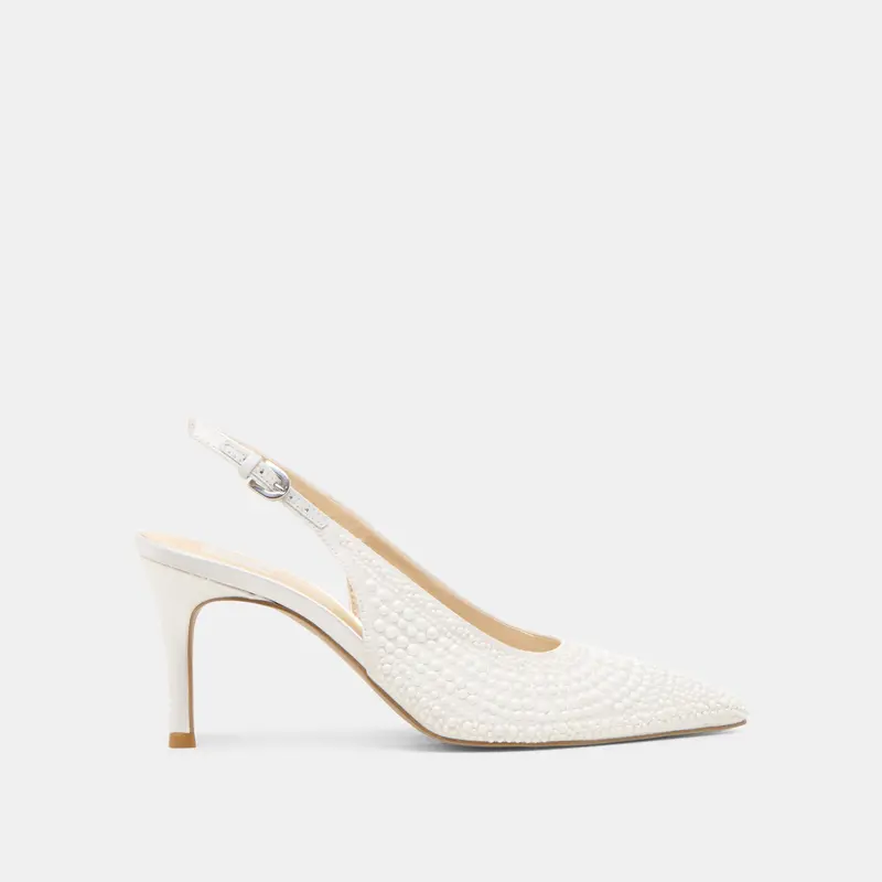 Elasi Pearl Heels True White Satin 1
