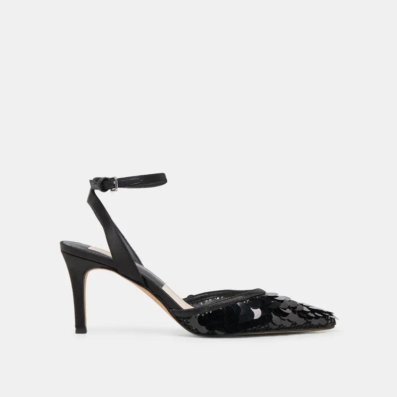 Elizza Confetti Heels Onyx Woven Mesh 1