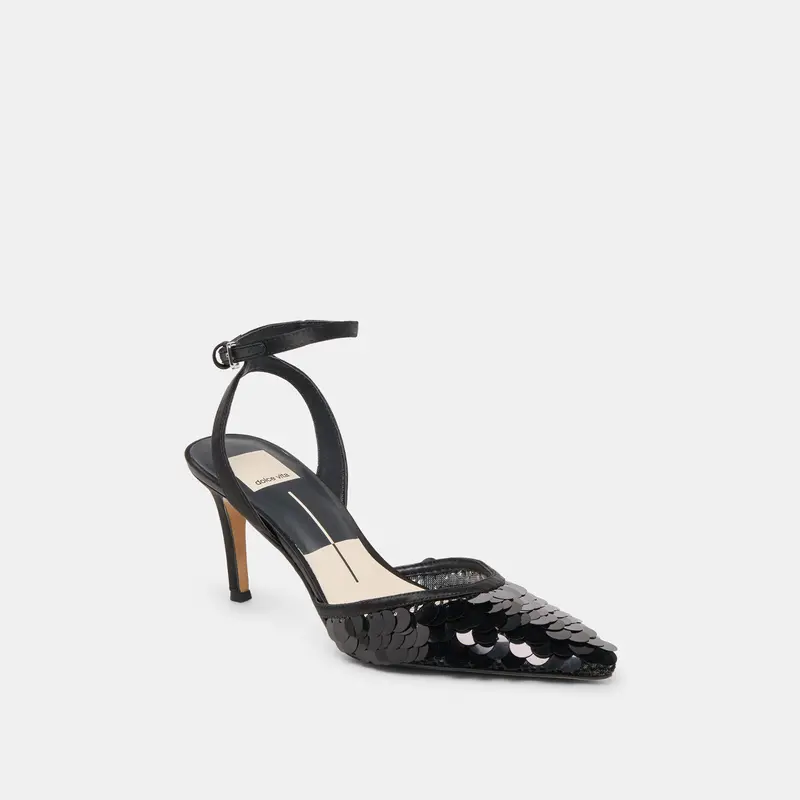 Elizza Confetti Heels Onyx Woven Mesh 3
