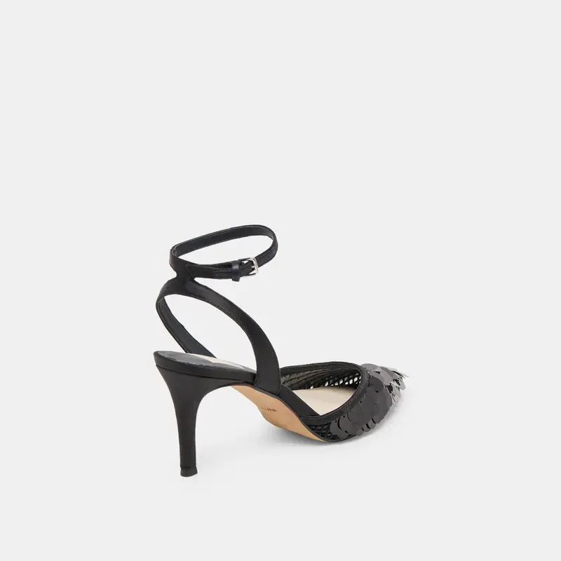 Elizza Confetti Heels Onyx Woven Mesh 5