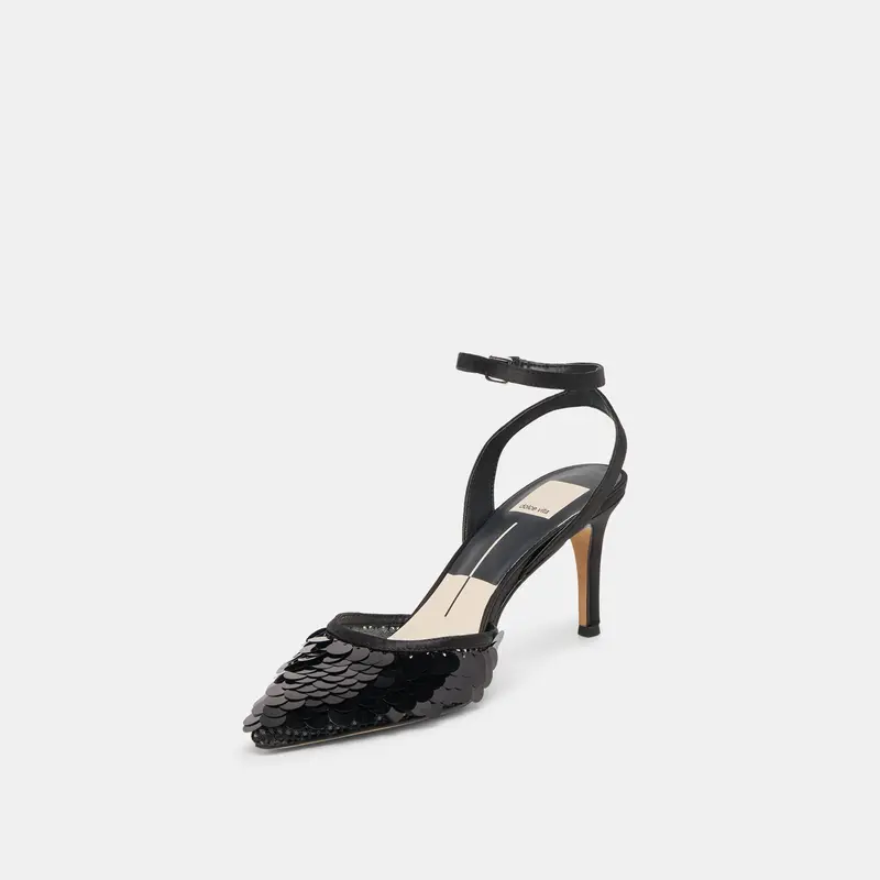 Elizza Confetti Heels Onyx Woven Mesh 7
