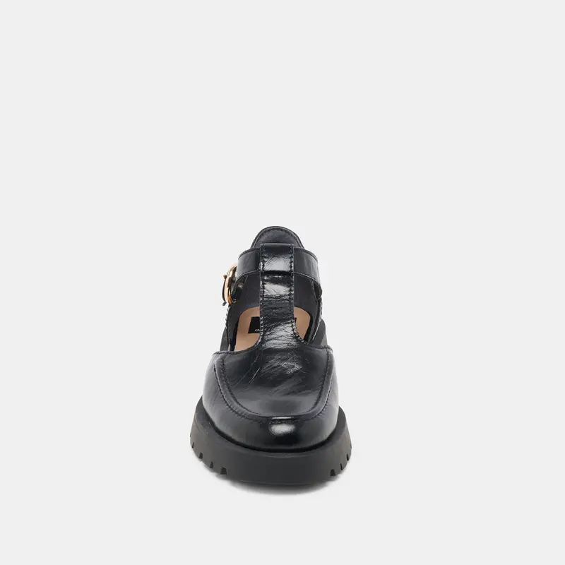 Emilio Flats Midnight Crinkle Patent Leather 10