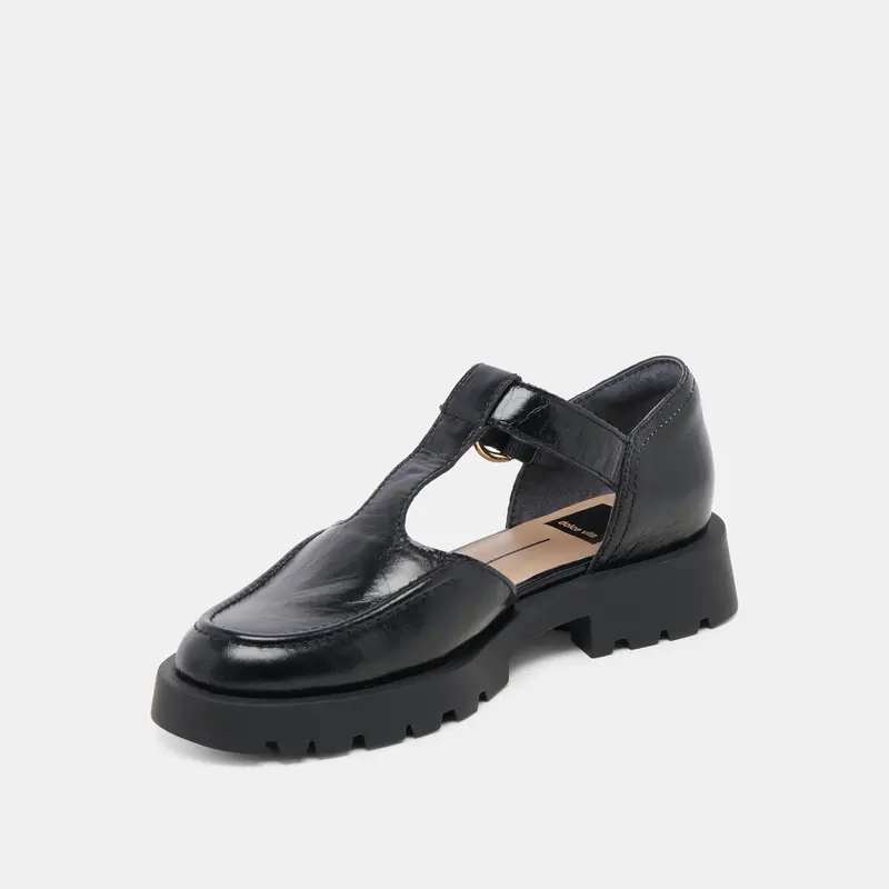 Emilio Flats Midnight Crinkle Patent Leather 7