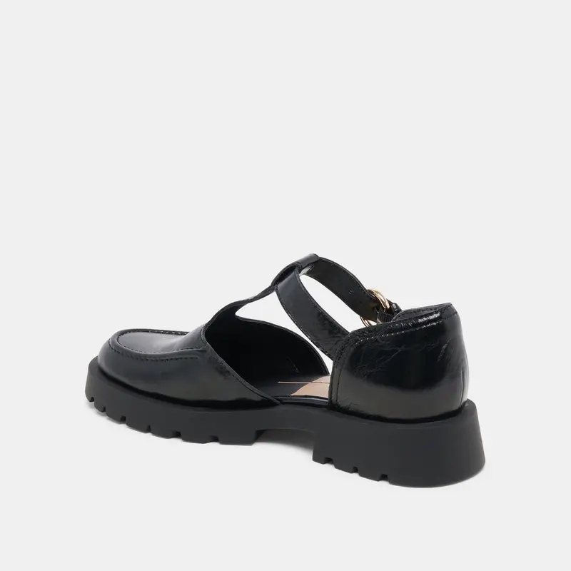 Emilio Flats Midnight Crinkle Patent Leather 9