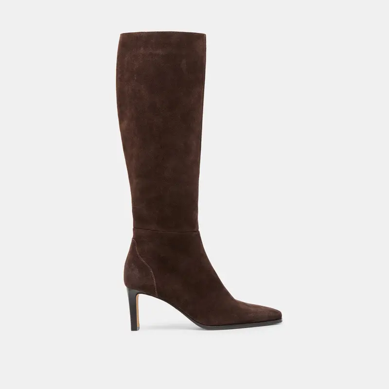 Emmi Narrow Calf Boots Dk Brown Suede 1