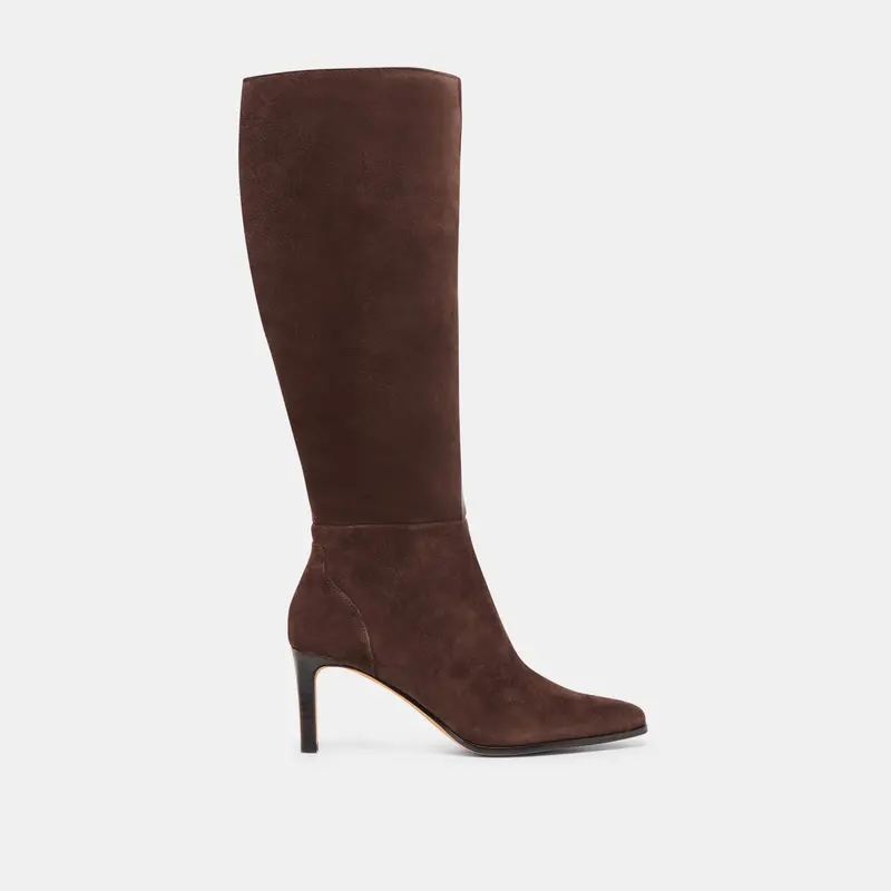 Emmi Wide Calf Boots Dk Brown Suede 1