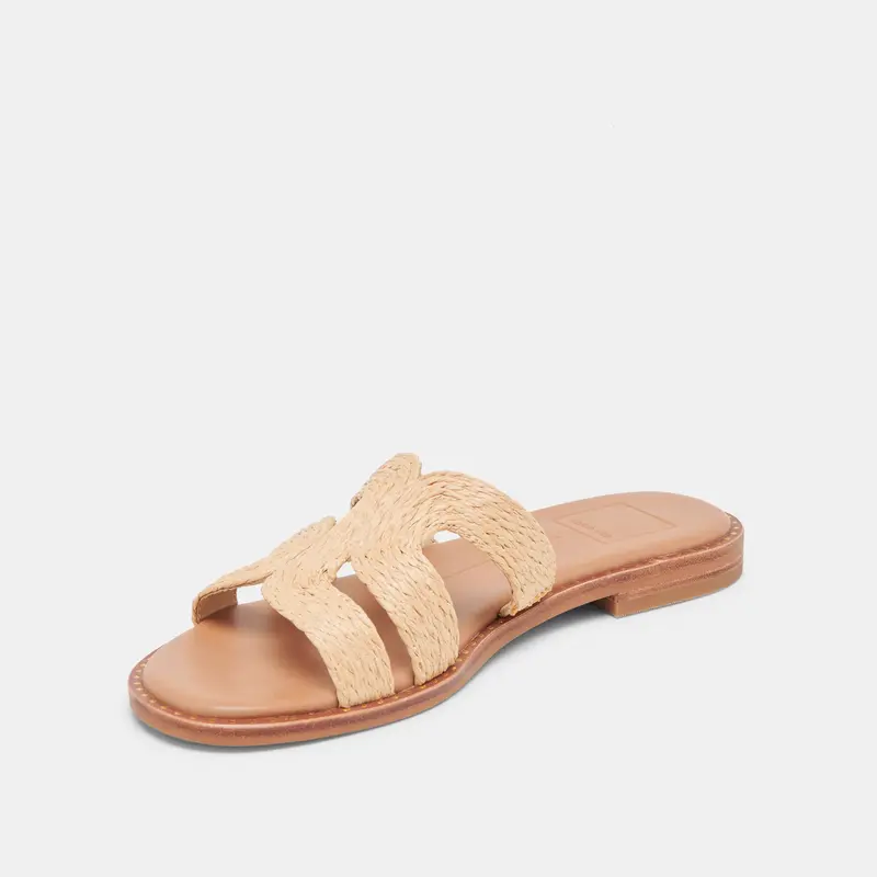 Emon Wide Sandals Lt Natural Raffia 4