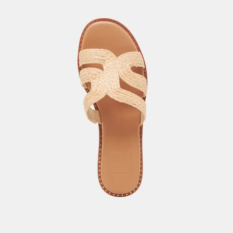 Emon Wide Sandals Lt Natural Raffia 8