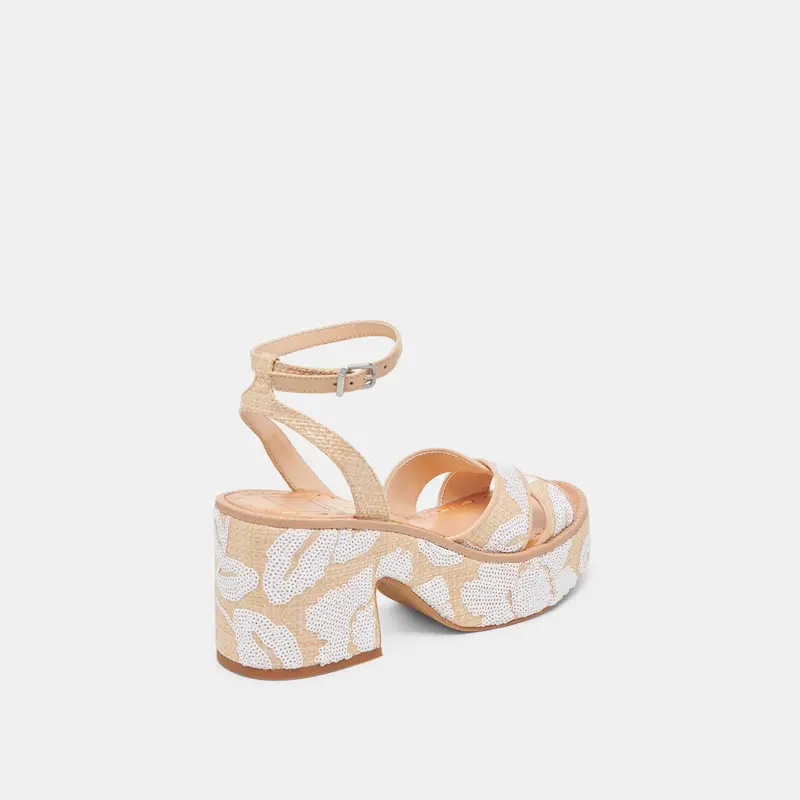 Eniko Heels Natural Multi Floral Sequin 3