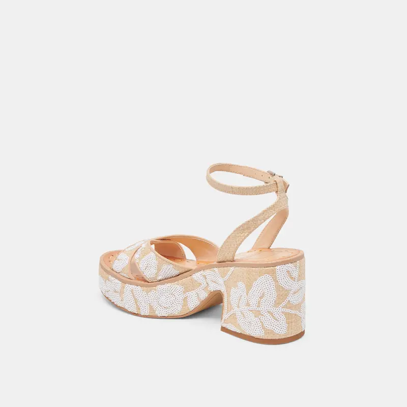 Eniko Heels Natural Multi Floral Sequin 5