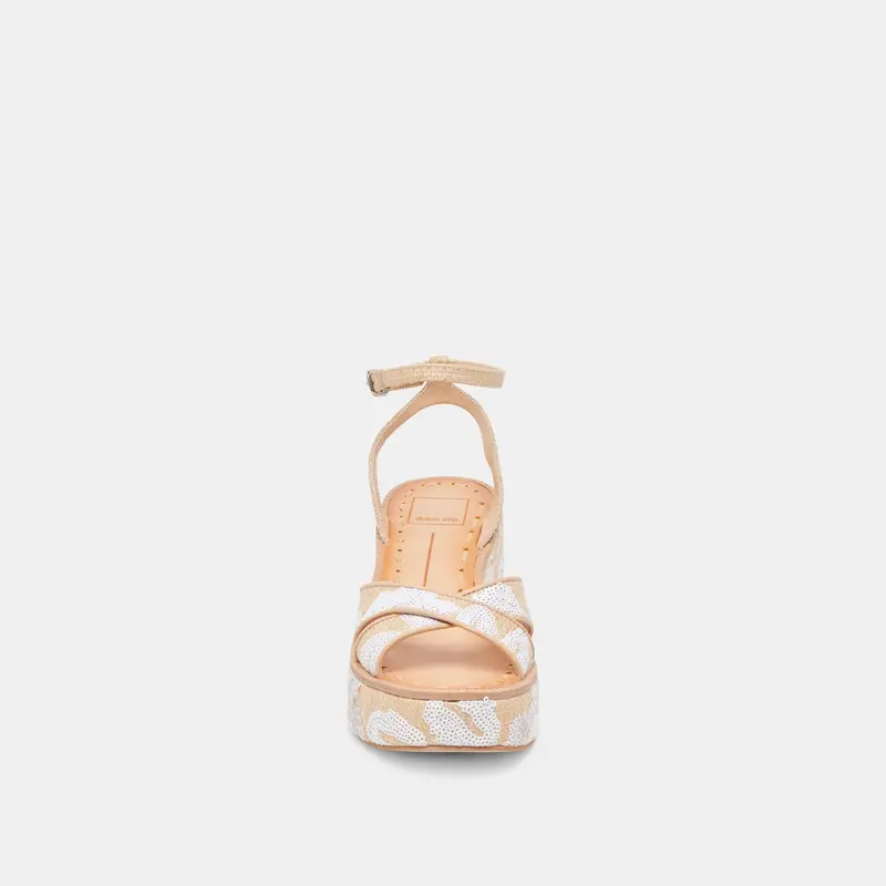 Eniko Heels Natural Multi Floral Sequin 6