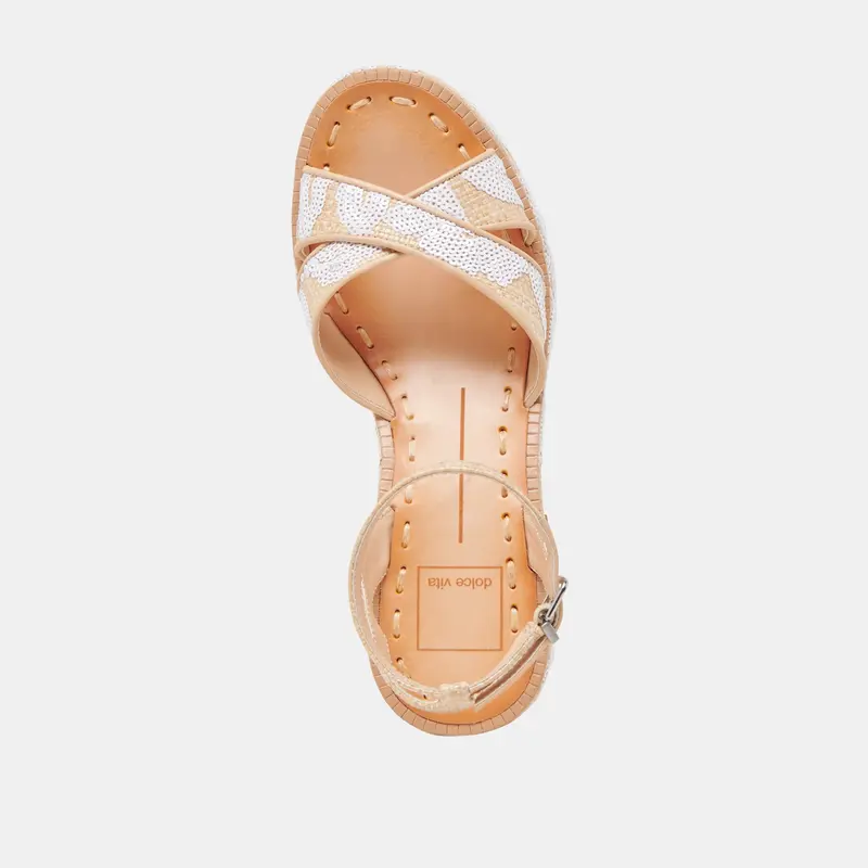 Eniko Heels Natural Multi Floral Sequin 8