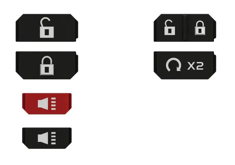 Extra Button Set - Injection Fob If029 (V2 For Wrangler Jl / Gladiator Jt) 1