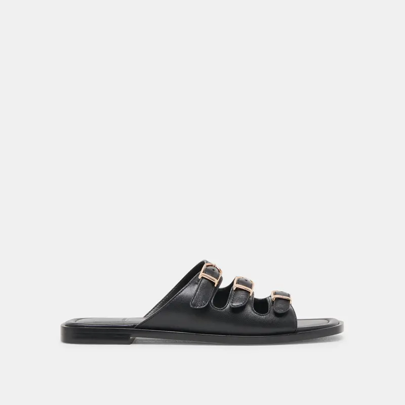 Fin Sandals Black Leather 1