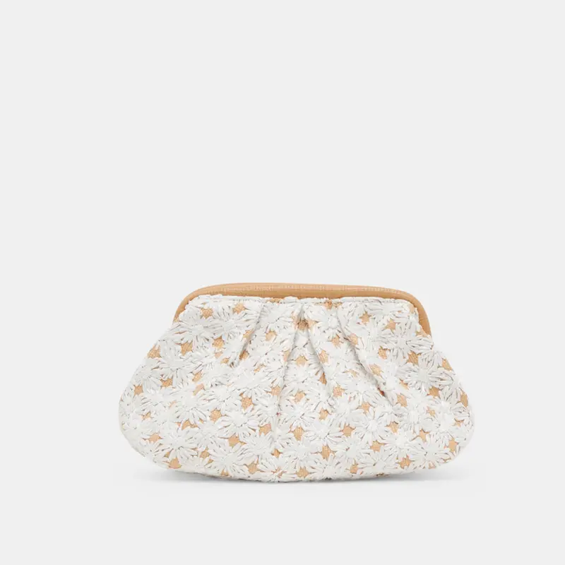 Fiore Clutch Embroidered Natural Raffia 1