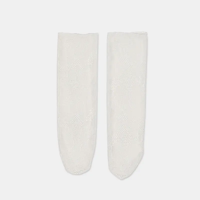 Floral Lace Slouch Socks White 1
