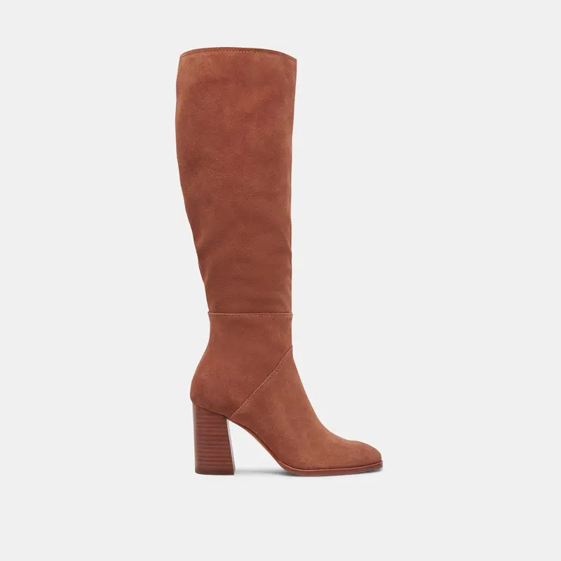 Fynn Wide Calf Boots Dk Brown Suede 1