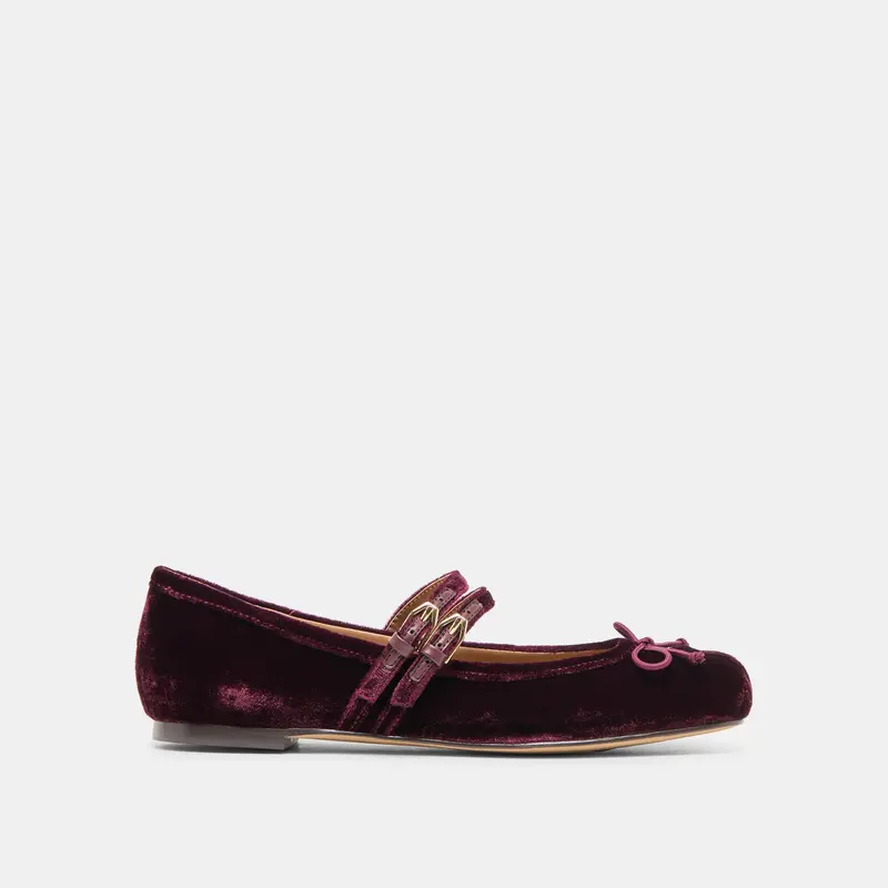 Gibsen Ballet Flats Burgundy Velvet 1