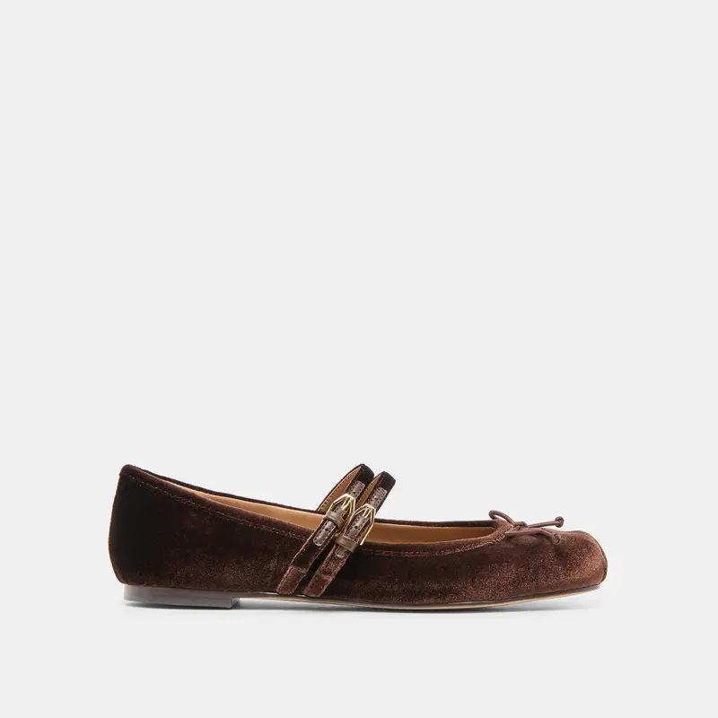 Gibsen Ballet Flats Chocolate Velvet 1