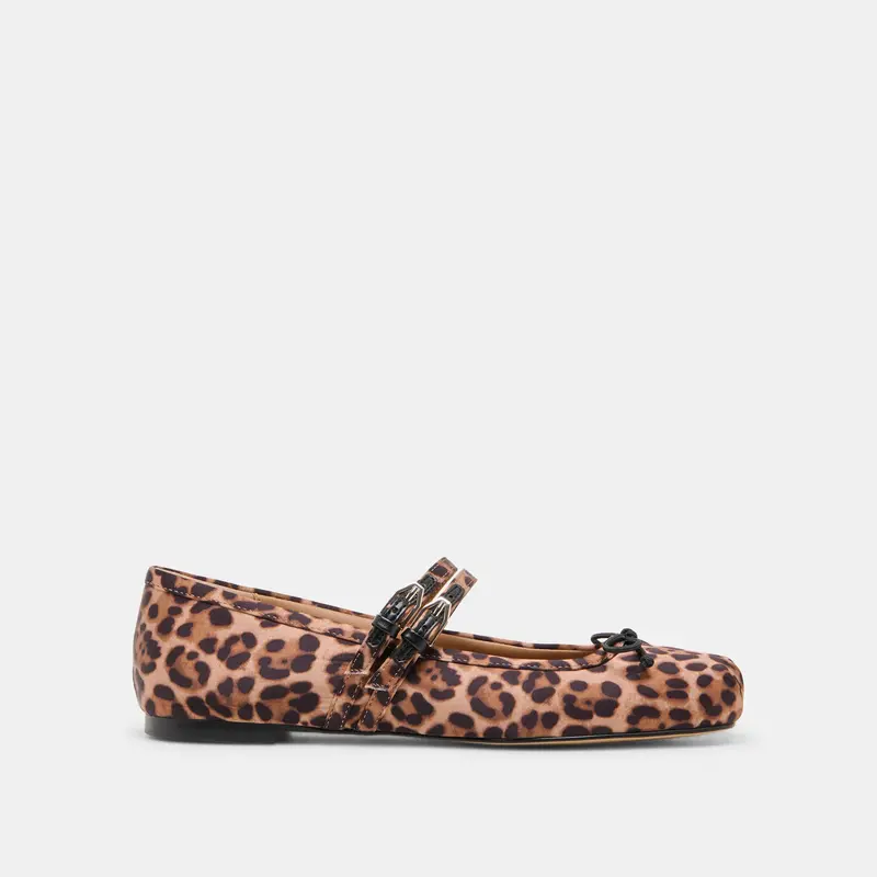 Gibsen Ballet Flats Dk Leopard Satin 1