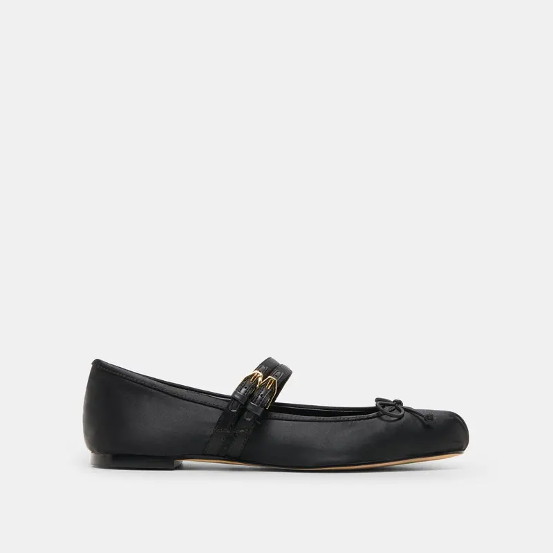 Gibsen Ballet Flats Onyx Satin 1