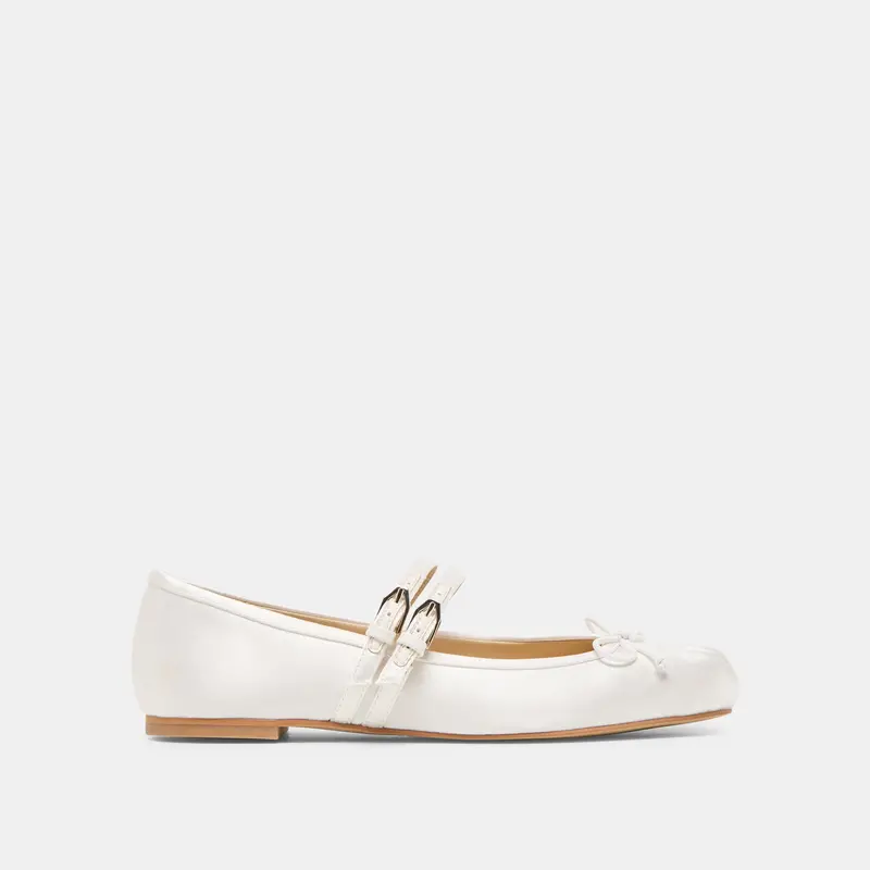 Gibsen Ballet Flats True White Satin 1