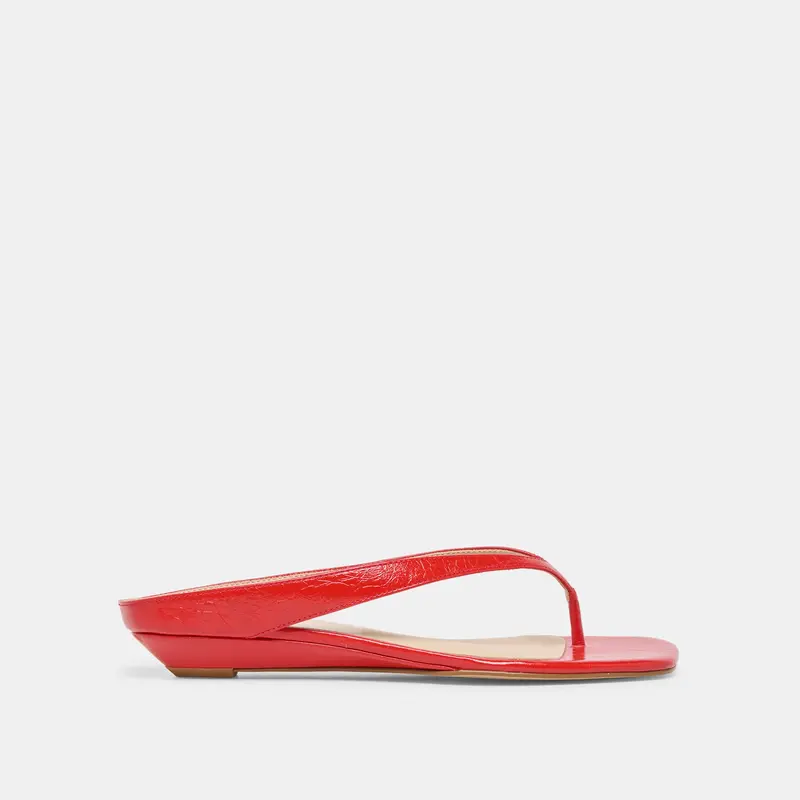 Gizel Sandals Red Crinkle Patent 1