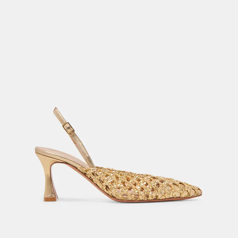 Gloria Heels Gold Woven 1