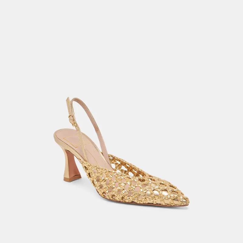Gloria Heels Gold Woven 2
