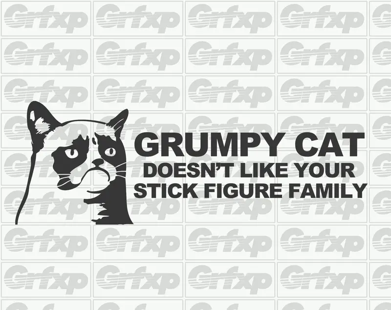 Grumpy Cat Doesn't Like Your Stick Figure Family Sticker 1