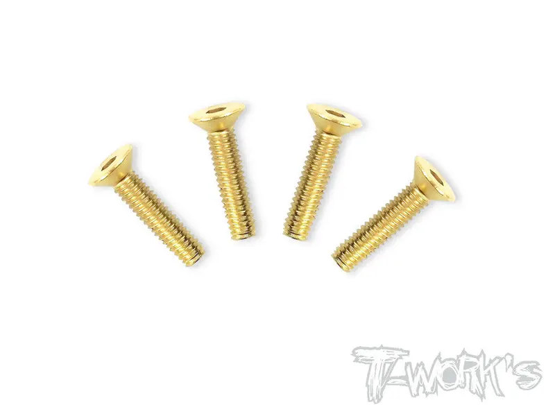 Gss-418C 4Mmx18mm Gold Plated Hex. Countersink Steel Screws（4Pcs.） 1