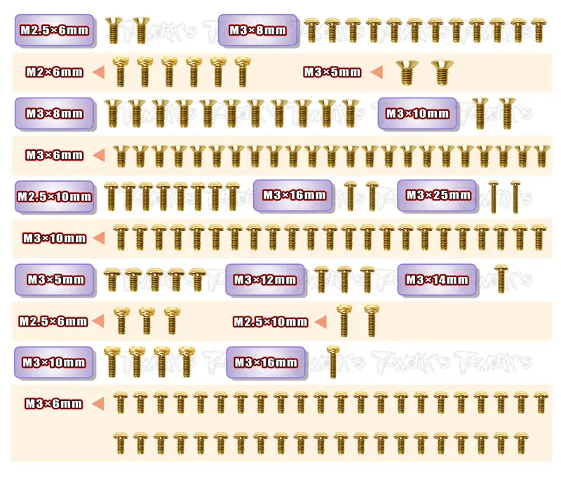 Gss-750Evo Gold Plated Steel Screw Set 155Pcs.  ( For Serpent 750 Evo ) 1