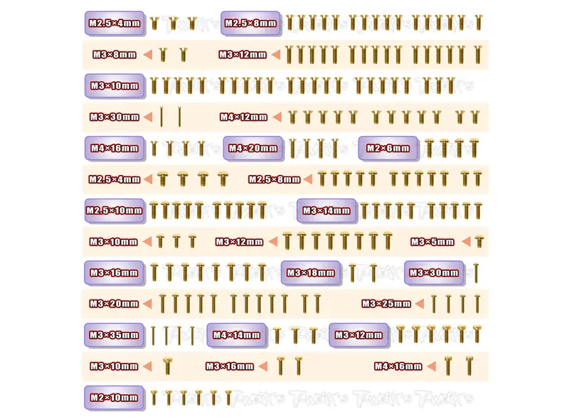 Gss-8Ight-Xe	 Gold Plated Steel Screw Set 185Pcs. ( For Tlr 8Ight Xe Elite ) 1