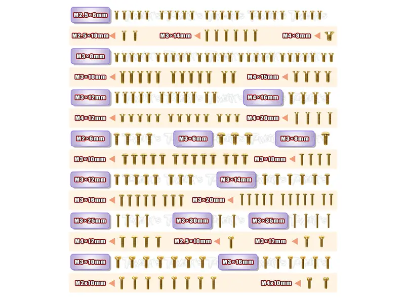 Gss-8Ightx2.0 	  Gold Plated Steel Screw Set 213Pcs. ( For Tlr 8Ight X 2.0 ) 1