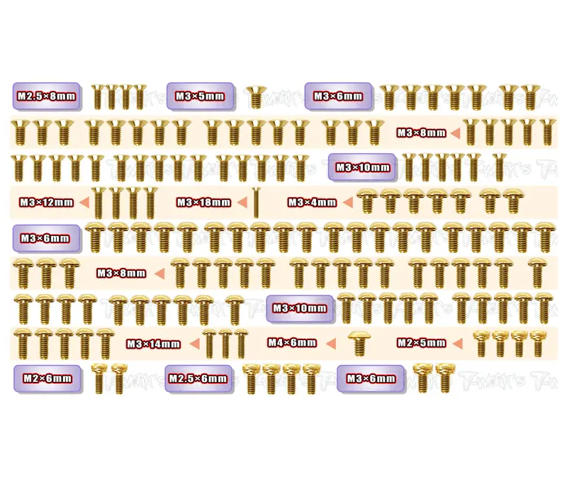 Gss-A1025    Gold Plated Steel Screw Set 146Pcs.( For Arc A10 25 ) 1