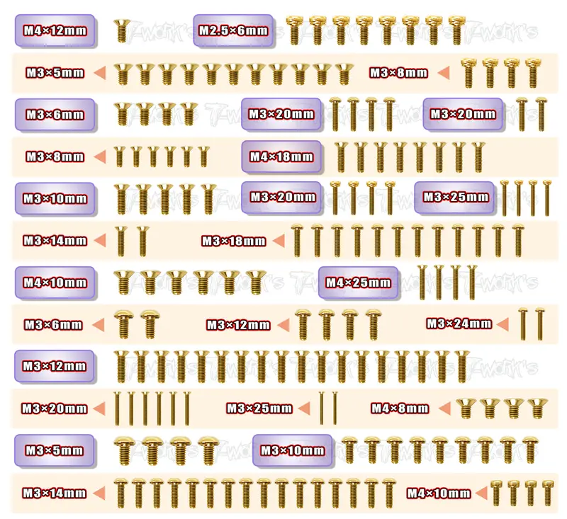 Gss-A319e Gold Plated Steel Screw Set 154Pcs. ( For Agama A319e ) 1