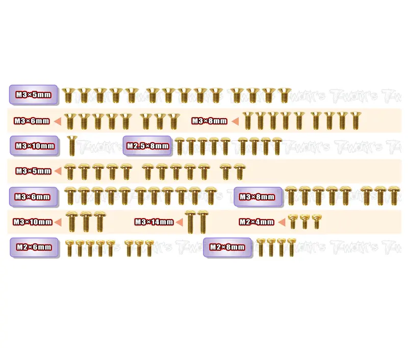 Gss-A800fxr 	 Gold Plated Steel Screw Set 92Pcs. ( For Awesomatix A800fxr ) 1