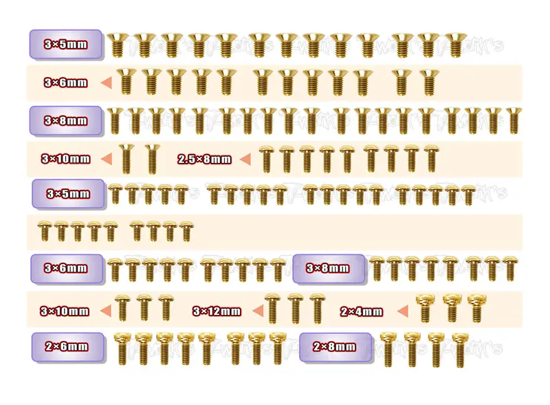 Gss-A800r	 Gold Plated Steel Screw Set 123Pcs. ( For Awesomatix A800r ) 1