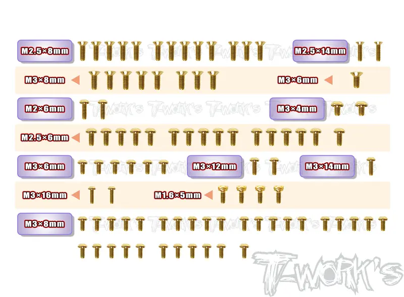 Gss-At1-T Gold Plated Steel Upper Deck Screw Set 90Pcs.( For Xpress At1 ) 1