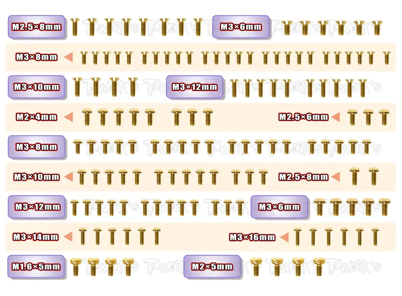 Gss-B74.2D	Gold Plated Steel Screw Set 138Pcs. ( For Team Associated Rc10 B74.2D ) 1